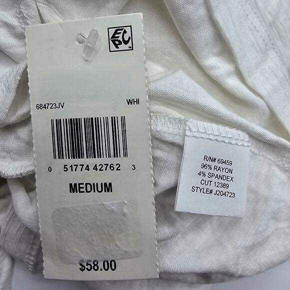 J Valdi Woman size M Kira Slub Sleeveless Full Zip Dress Swim Cover Up White NEW - Picture 7 of 8